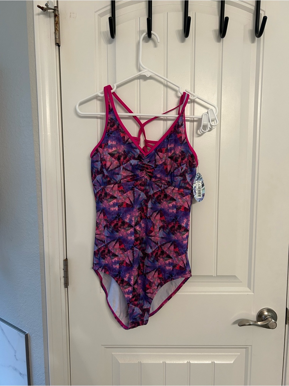 Prana Pink and Purple Abstract Print Swimsuit